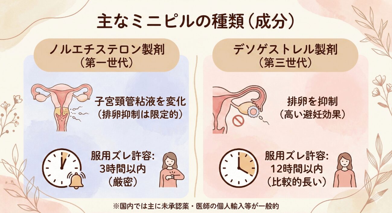 主なミニピルの種類（成分）