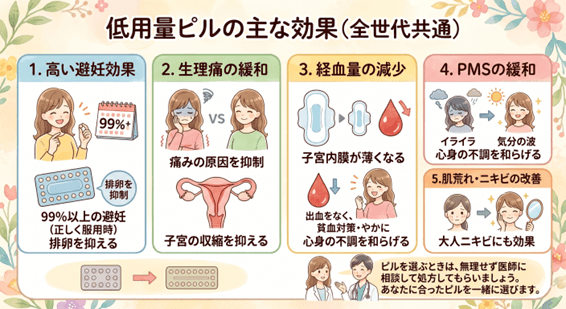 低用量ピルの主な効果