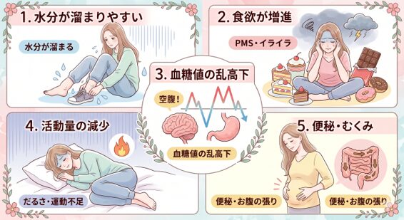 生理前に体重が増える原因