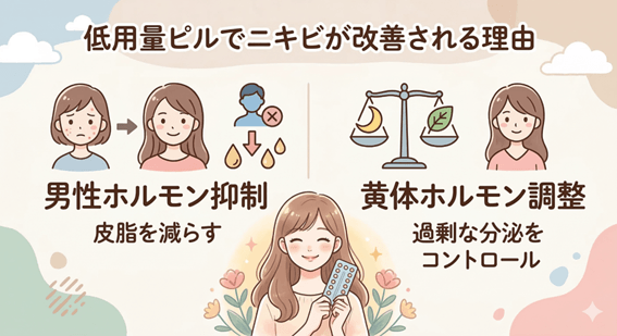 低用量ピルでニキビが改善される理由