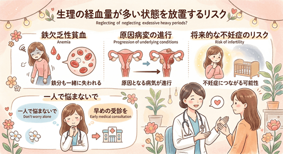 生理の経血量が多い状態を放置しておくリスク