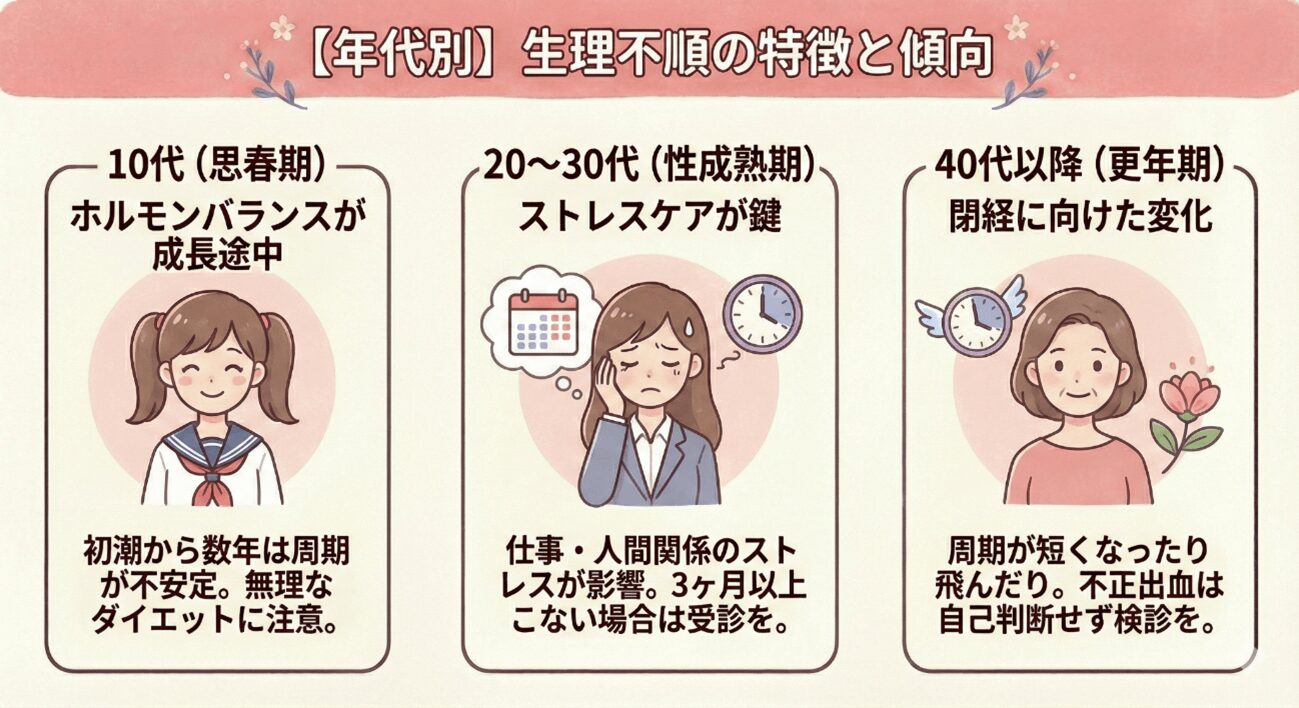 【年代別】生理不順の特徴と傾向