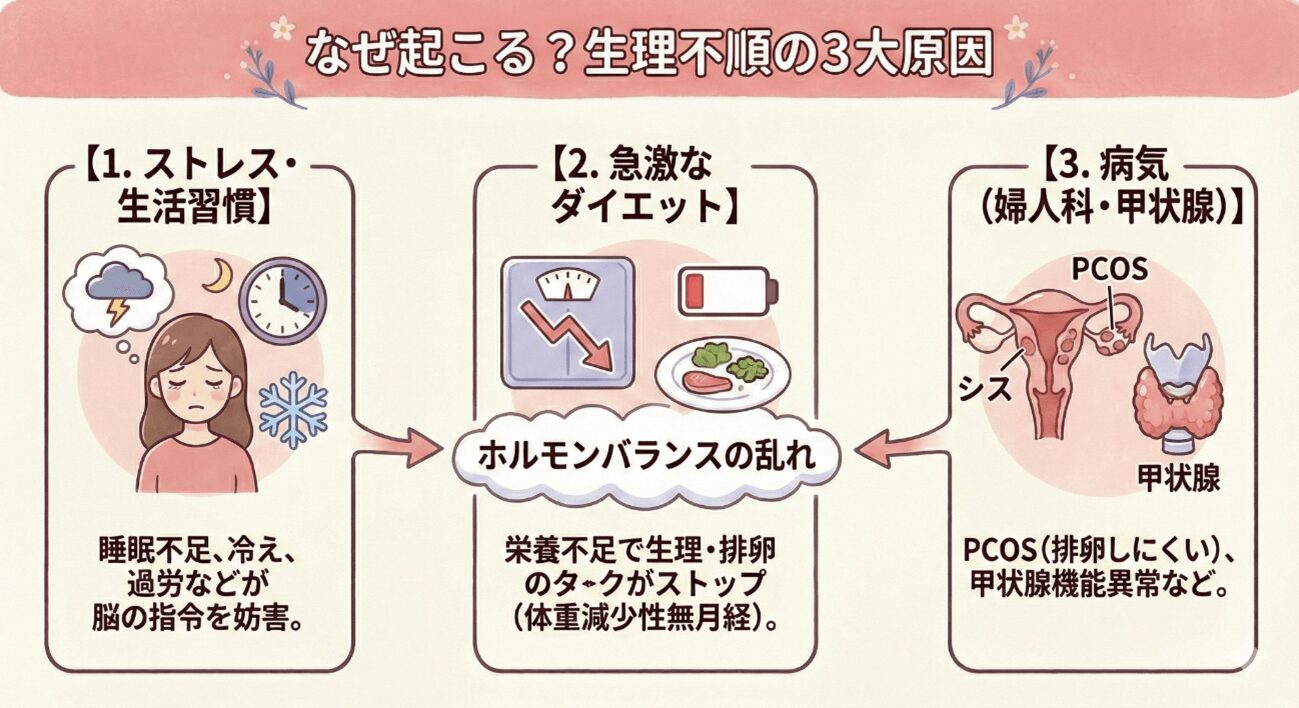なぜ起こる？生理不順の3大原因