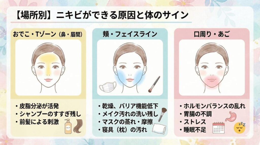 ニキビができる原因と体のサイン