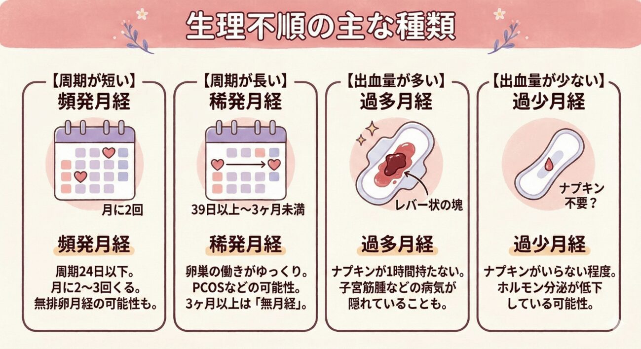 生理不順の主な種類