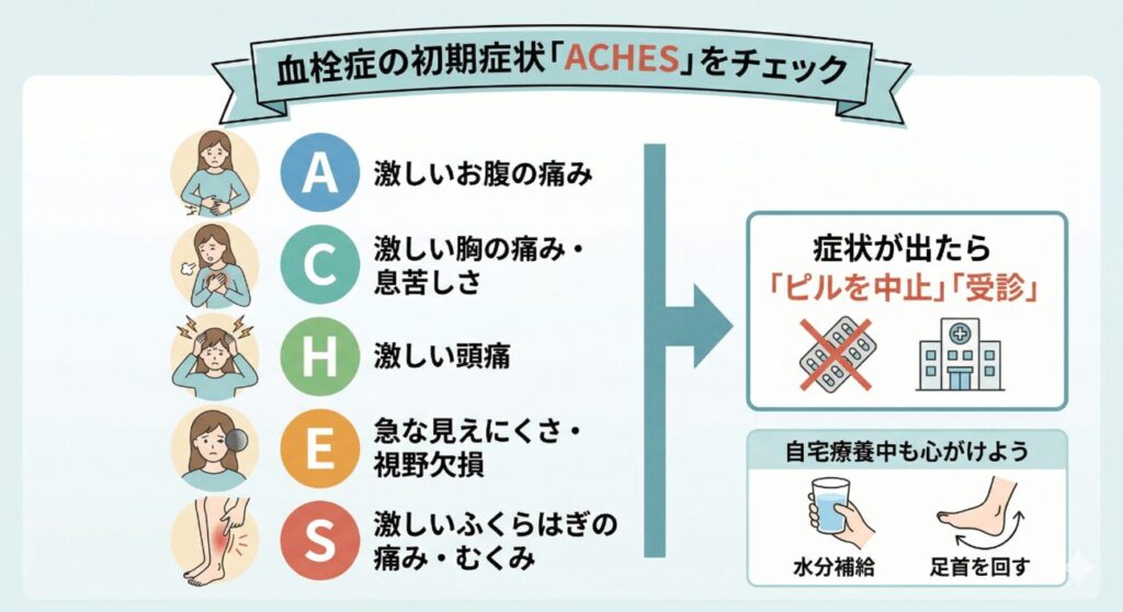 血栓症の初期症状（ACHES）を知っておこう