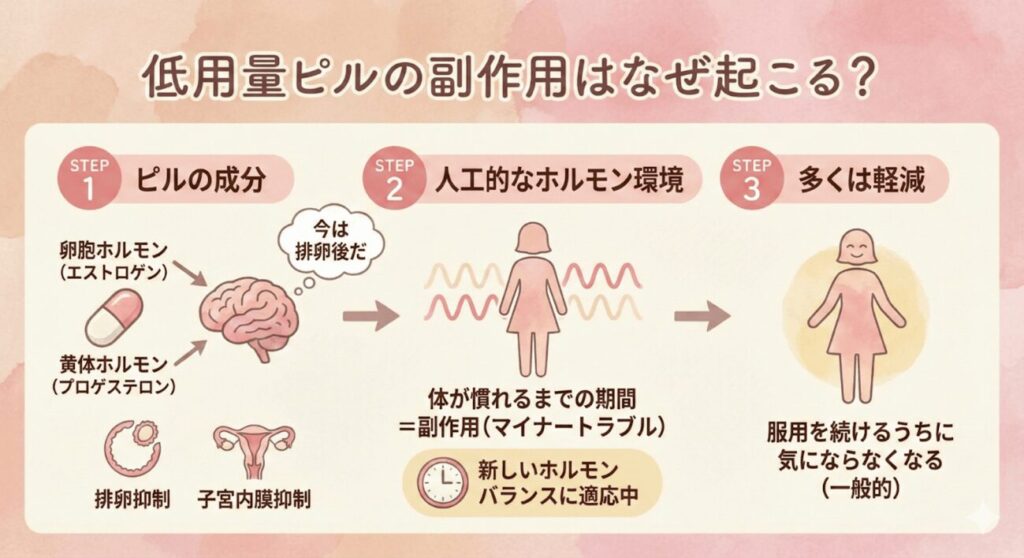 低用量ピルの副作用はなぜ起こる？