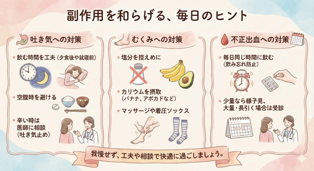 副作用を和らげる、毎日のヒント