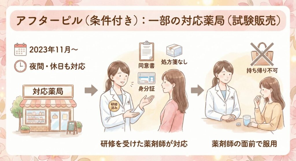 条件付きで可能：一部の対応薬局（試験販売）