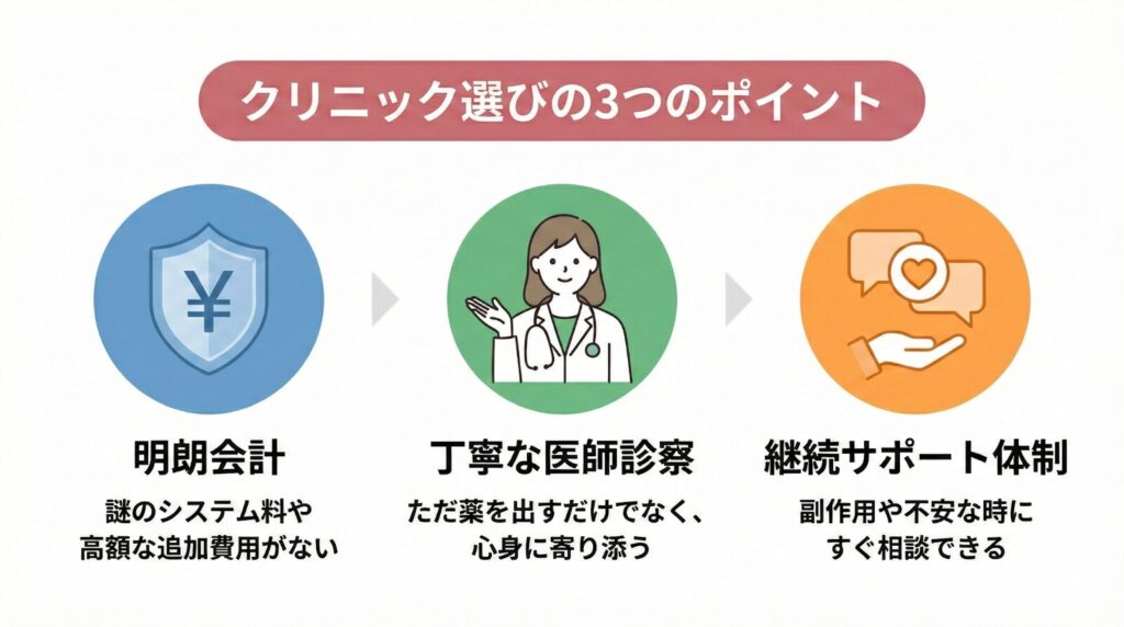 クリニック選びの3つのポイント