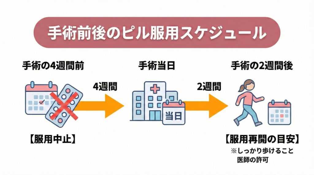 手術前後のピル服用スケジュール