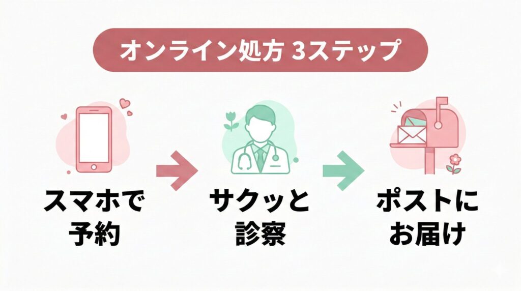 オンライン処方 3ステップ