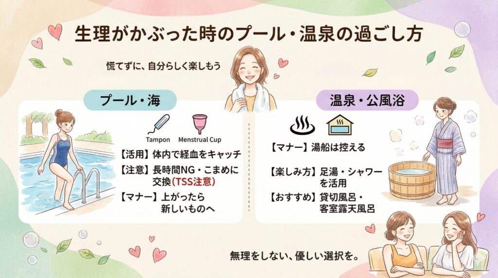 生理がかぶった時のプール・温泉の過ごし方