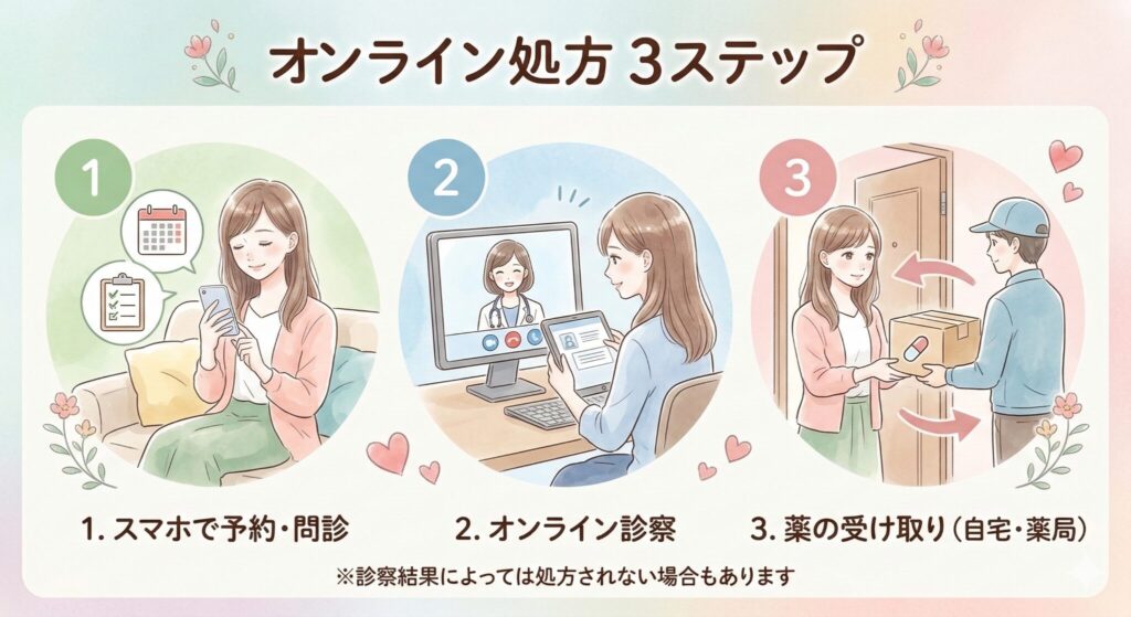 オンライン処方 3ステップ