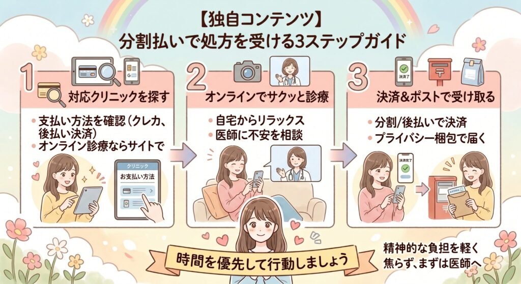 【独自コンテンツ】分割払いで処方を受ける3ステップガイド