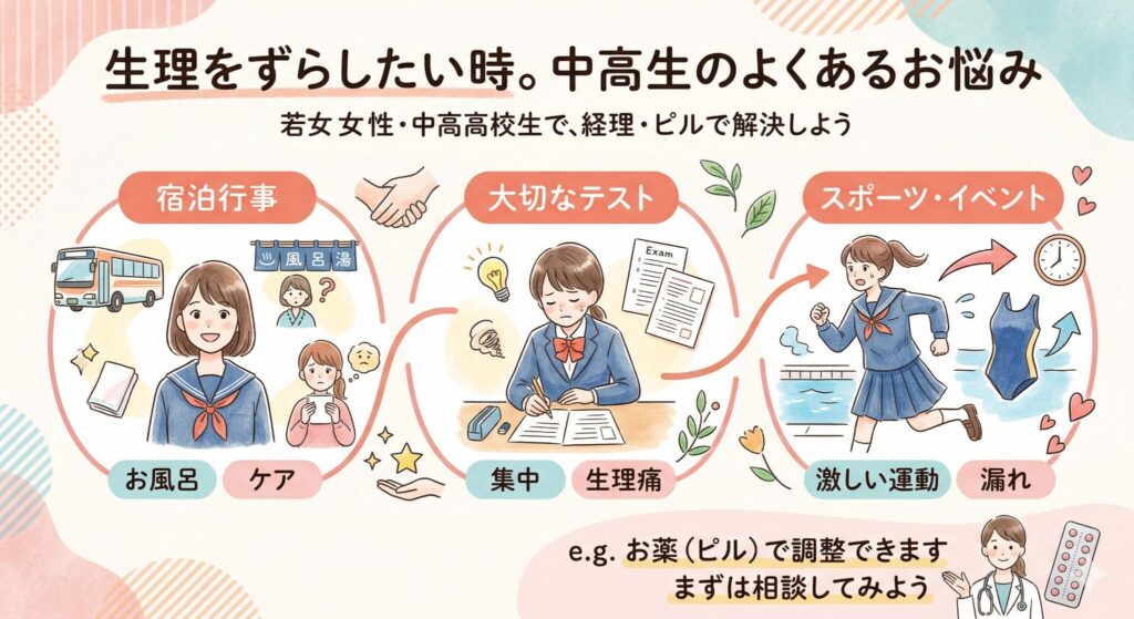 生理をずらしたい時。中高生のよくあるお悩み
