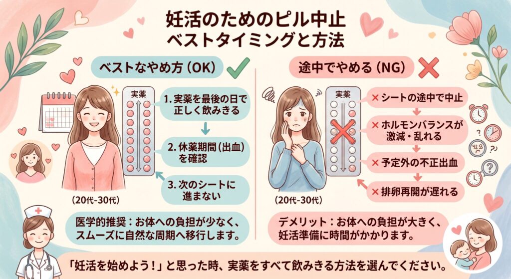 妊活のためのピル中止
ベストタイミングと方法