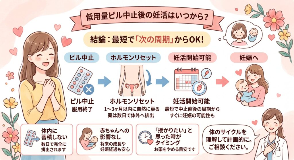 低用量ピル中止後の妊活はいつから？