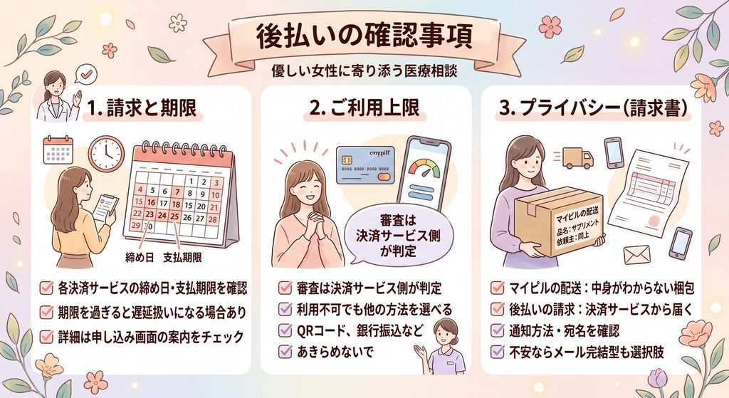 後払いの確認事項