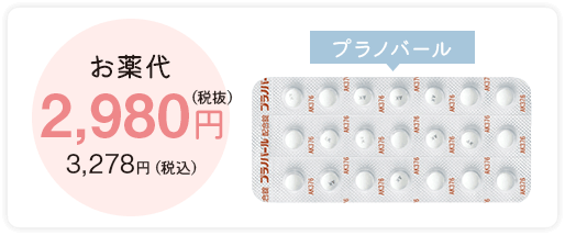 お薬代 2,980円（税抜）3,278円（税込）