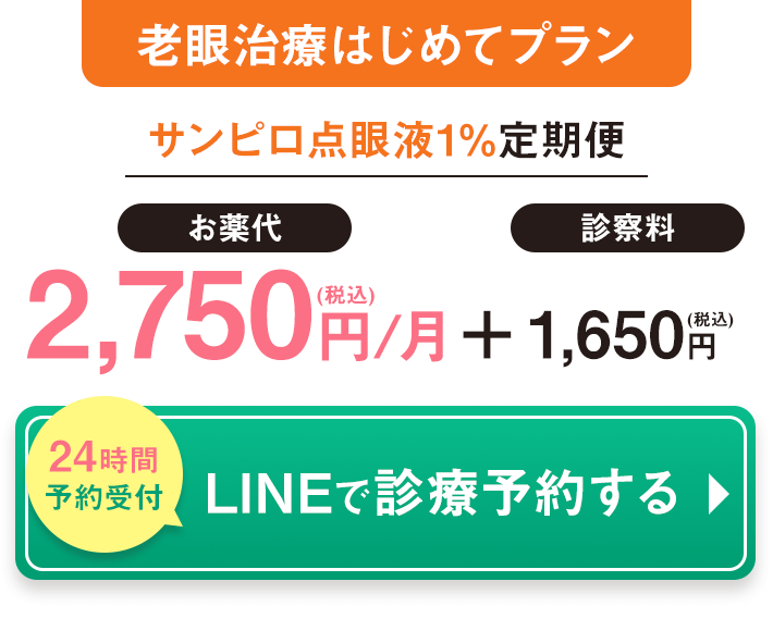 老眼治療はじめてプラン サンピロ点眼液1%定期配送